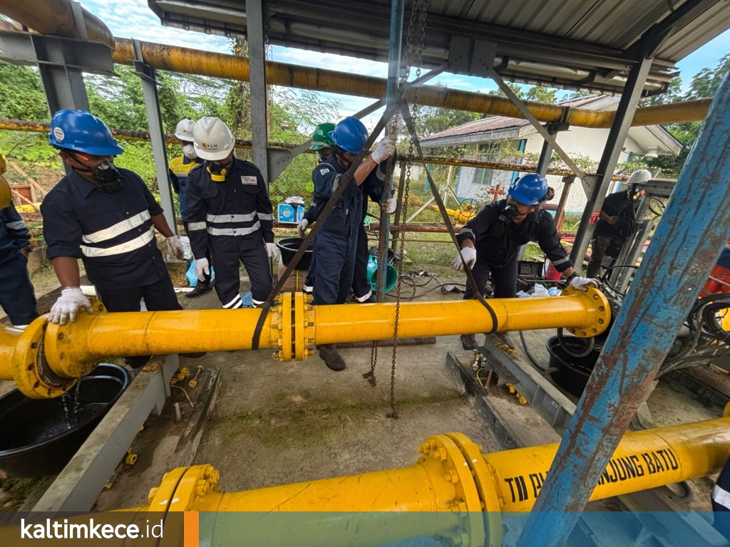 Kegiatan zero flow rate di fasilitas pipa gas Tanjung Batu, Tenggarong Seberang, Kutai Kartanegara. FOTO; ISTIMEWA.
