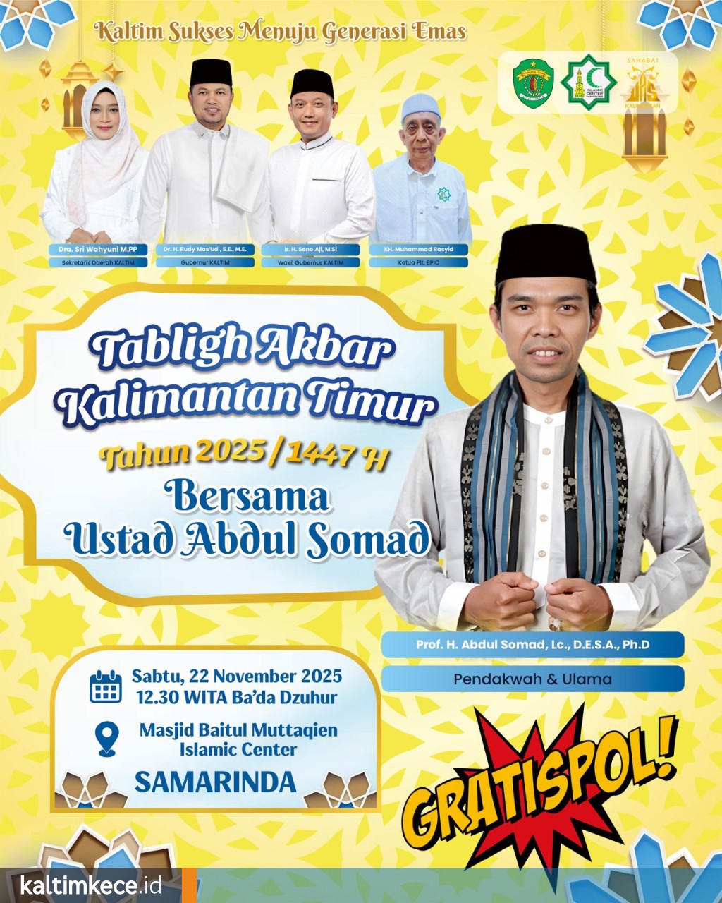Tablig Akbar akan menghadirkan penceramah nasional, Ustaz Abdul Somad. FOTO; ISTIMEWA.
