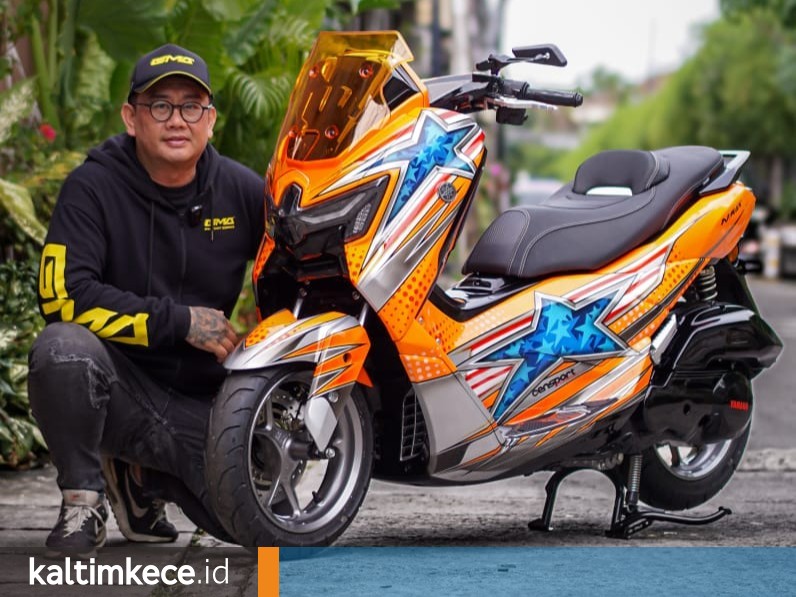 Rifky Hidayat dari Nakano Garage Menyuguhkan konsep balap supersport yang terinspirasi dari replika helm balap Jason DiSalvo, pebalap asal Amerika Serikat. FOTO; ISTIMEWA.