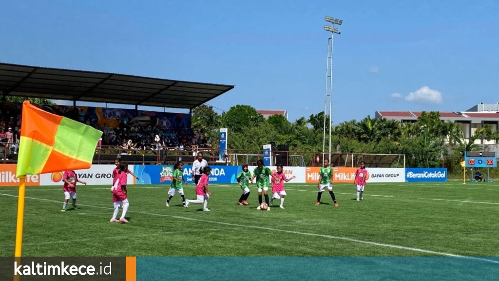 Partai final MilkLife Soccer Challenge Samarinda kelompok usia (KU) 10 mempertemukan SD 009 Samarinda Seberang vs SD 008 Palaran, Ahad, 26 April 2026. FOTO: GIARTI IBNU LESTARI-KALTIMKECE.ID