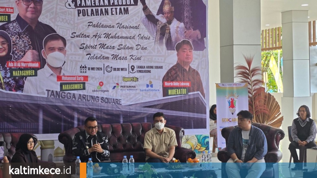 Forum diskusi Pahlawan Nasional Sultan Aji Muhammad Idris; Spirit Masa Silam dan Teladan Masa Kini di Tangga Arung Square, Tenggarong, Senin, 18 Mei 2026. FOTO: ALDI BUDIARIS-KALTIMKECE.ID